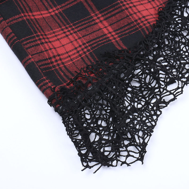 Red Plaid Lace Tube Dress-Straykids concert outfitidea for STAY