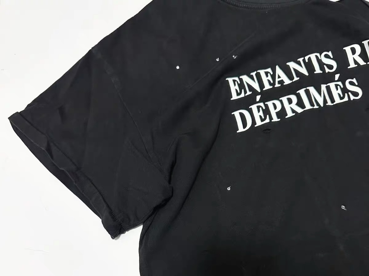 Distressed Washed Grey Keywords Inspired Short Sleeve T-shirt