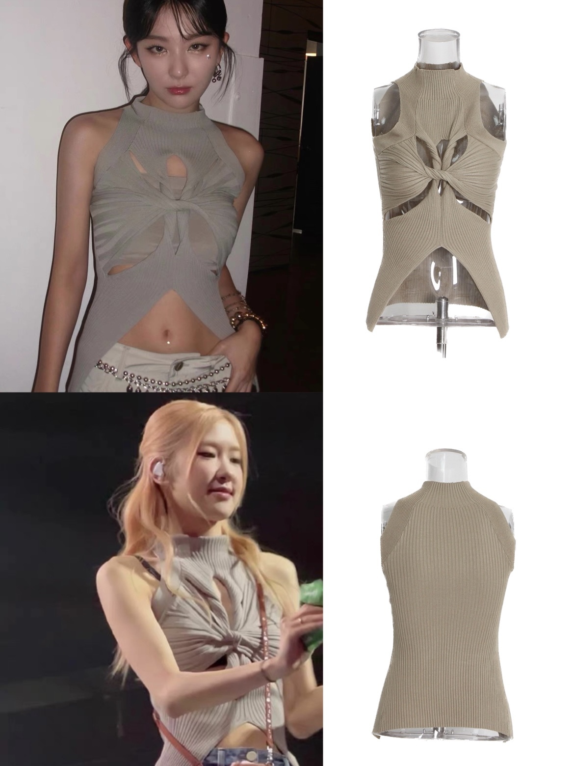 Blackpink Rosé & Red Velvet Seulgi Inspired Cut - Out Knit Top
