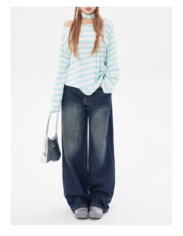 Ningning Dark wide-leg straight pants-Aespa Ningning