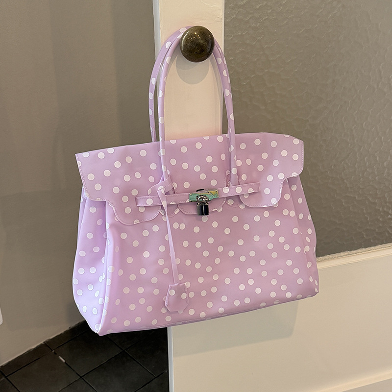 Purple Polka Dot TPU Jelly Tote Bag jellyfirkin bag-jelly bag