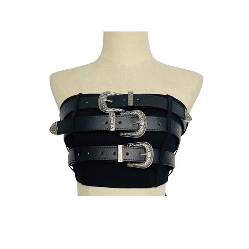 Red Velvet Seulgi Inspired Strapless Belt-adorned Top&Shorts Set