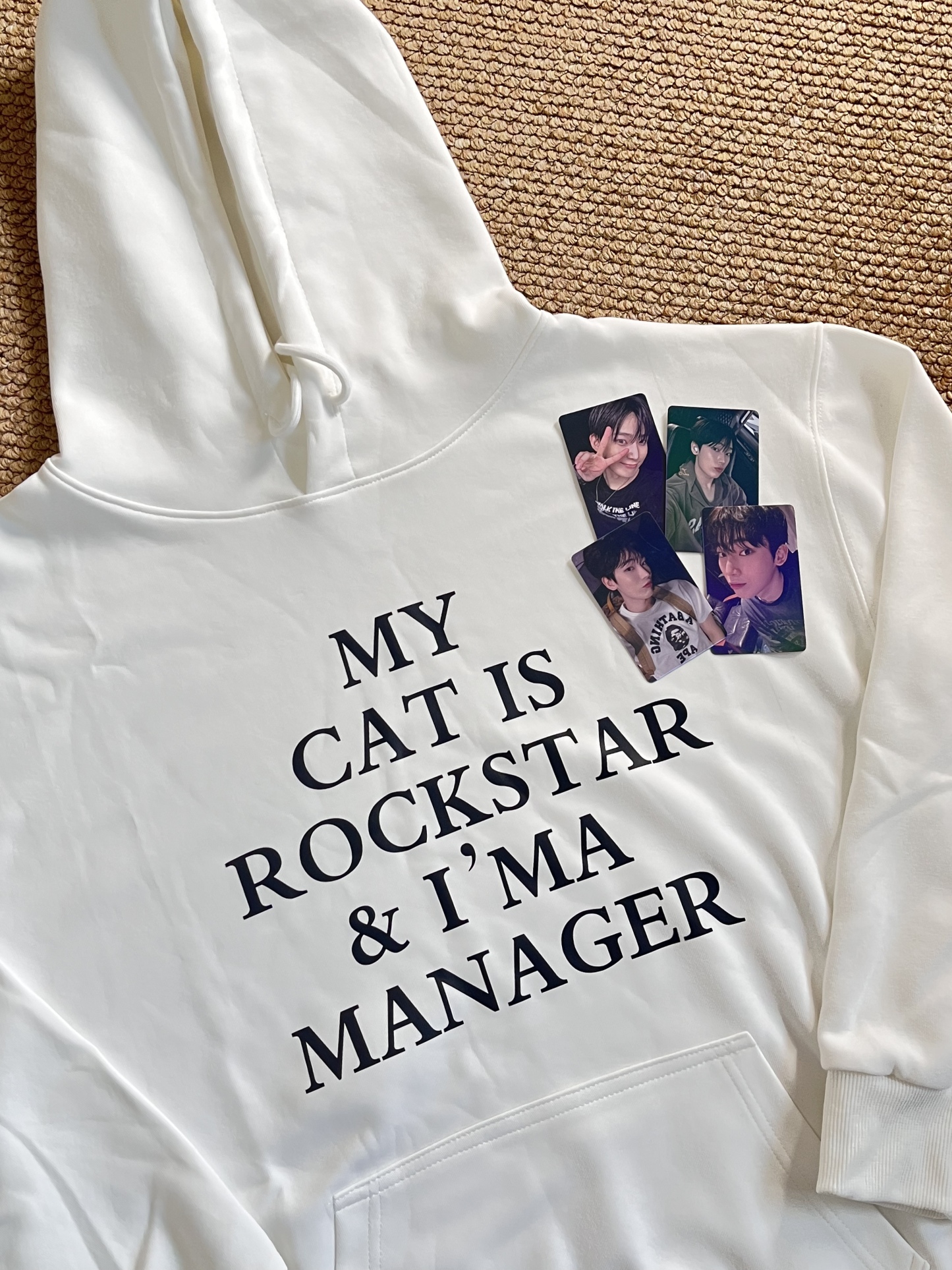  ENHYPEN Sunoo Inspired White Letter Print Hoodie