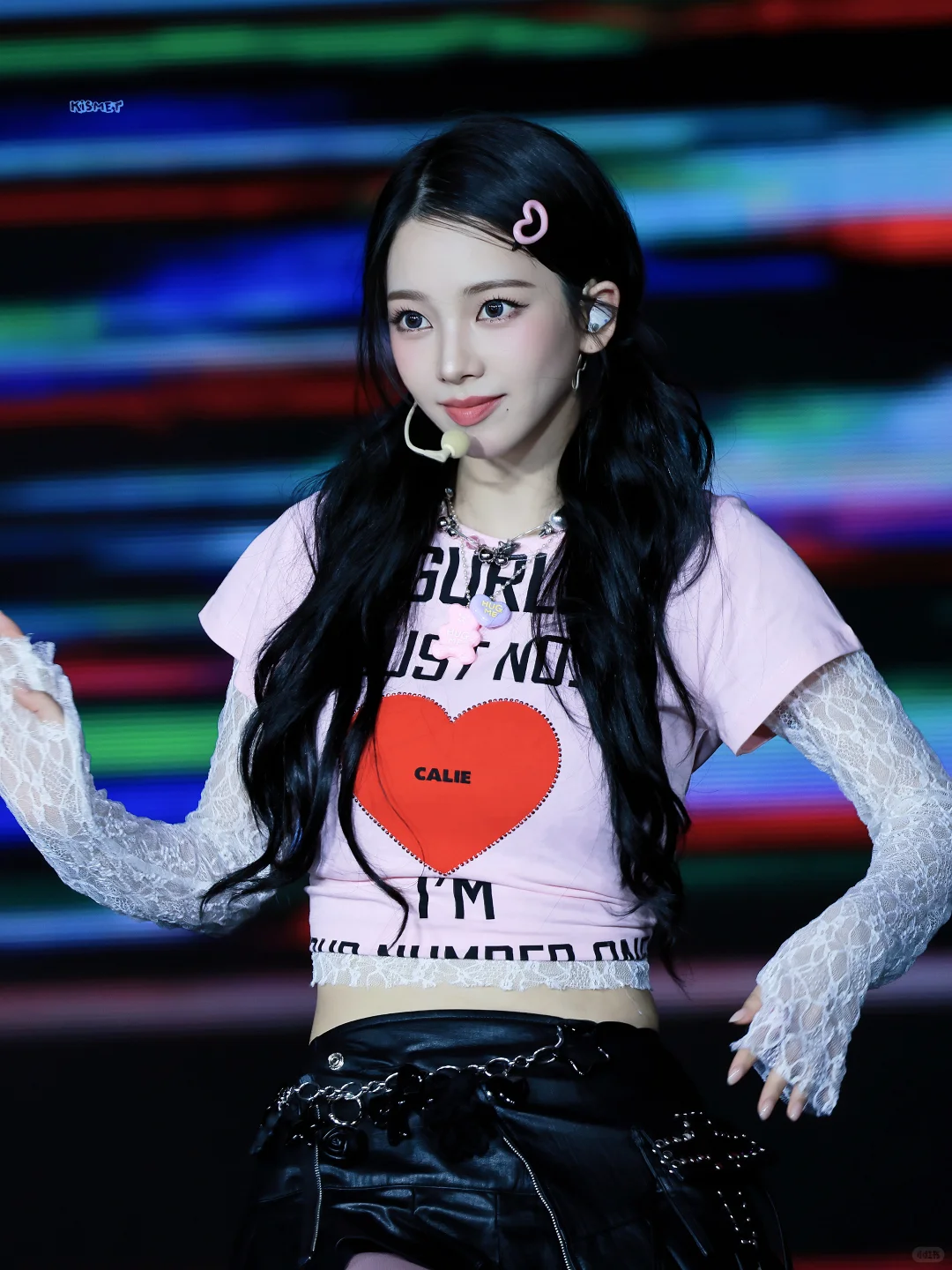 Aespa Karina Inspired GURLS JUST NO.1 Heart Print Short Sleeve Tee