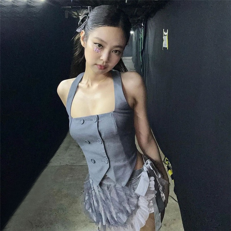 Blackpink Jennie Inspired Grey Halter Vest Top