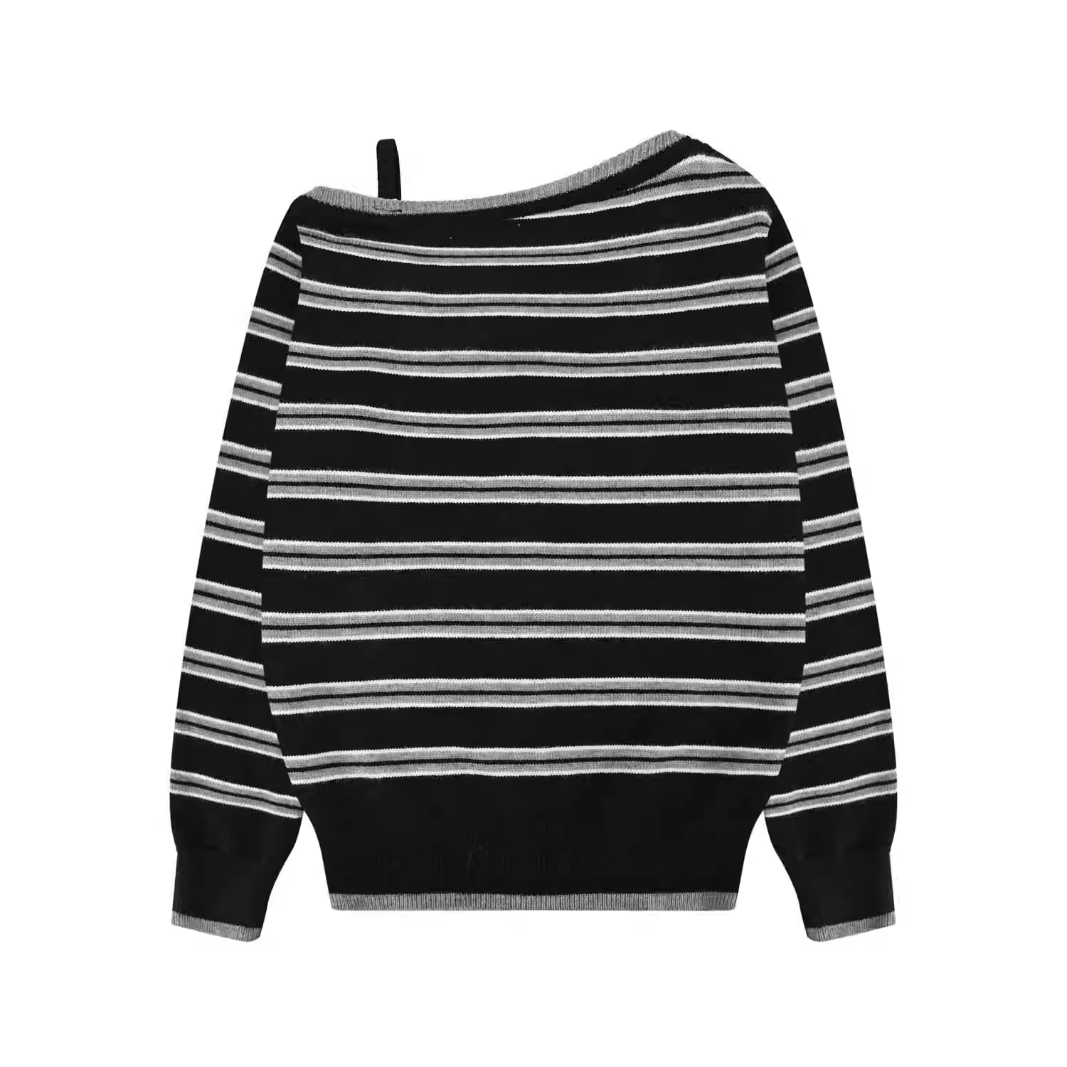 IVE Wonyoung Inspired One Off Shoulder Srtipe Cardigan