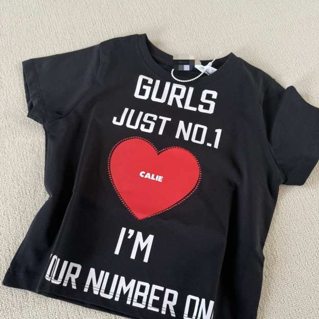 Aespa Karina Inspired GURLS JUST NO.1 Heart Print Short Sleeve Tee