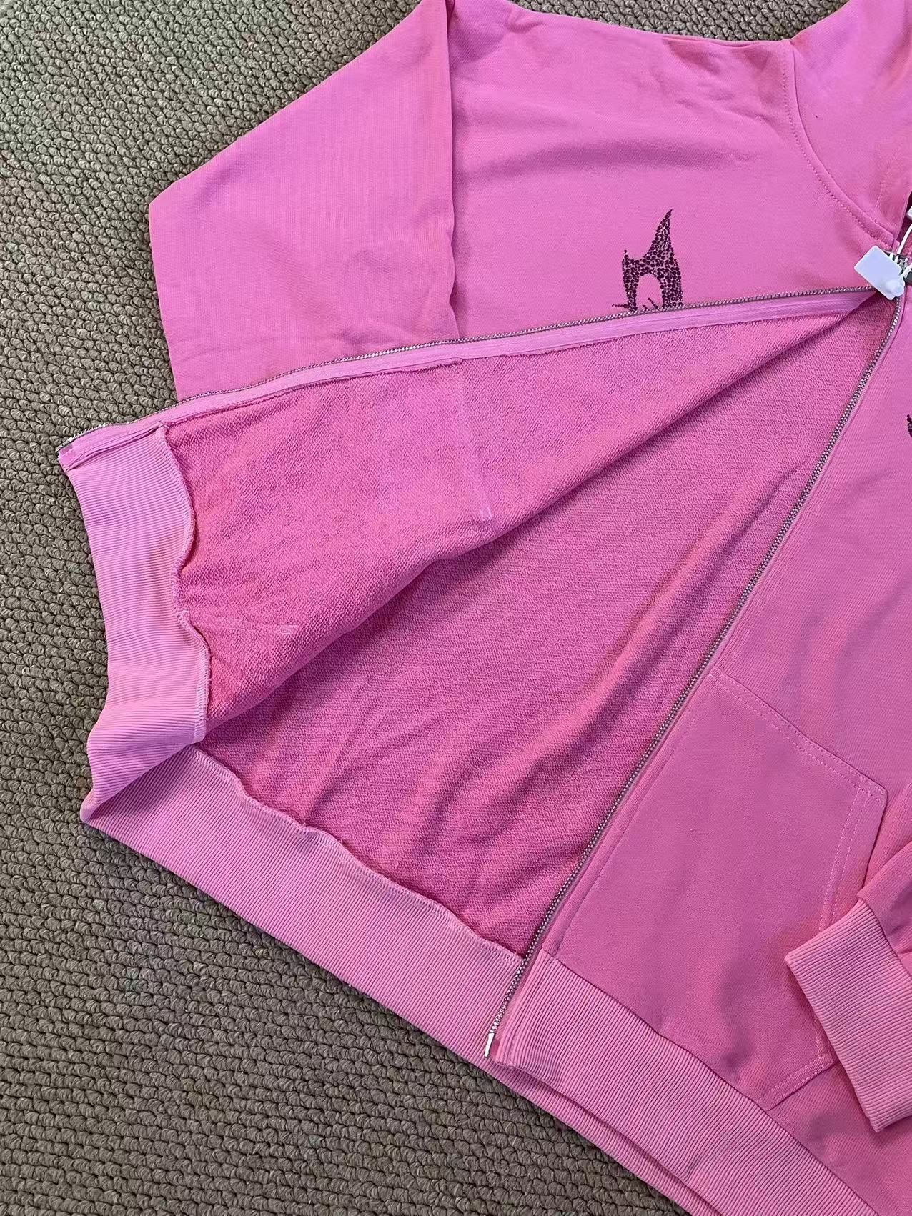 Aespa Pink hoodie Diamond Embellished inspired Oversized Sweatshirt-AESPA