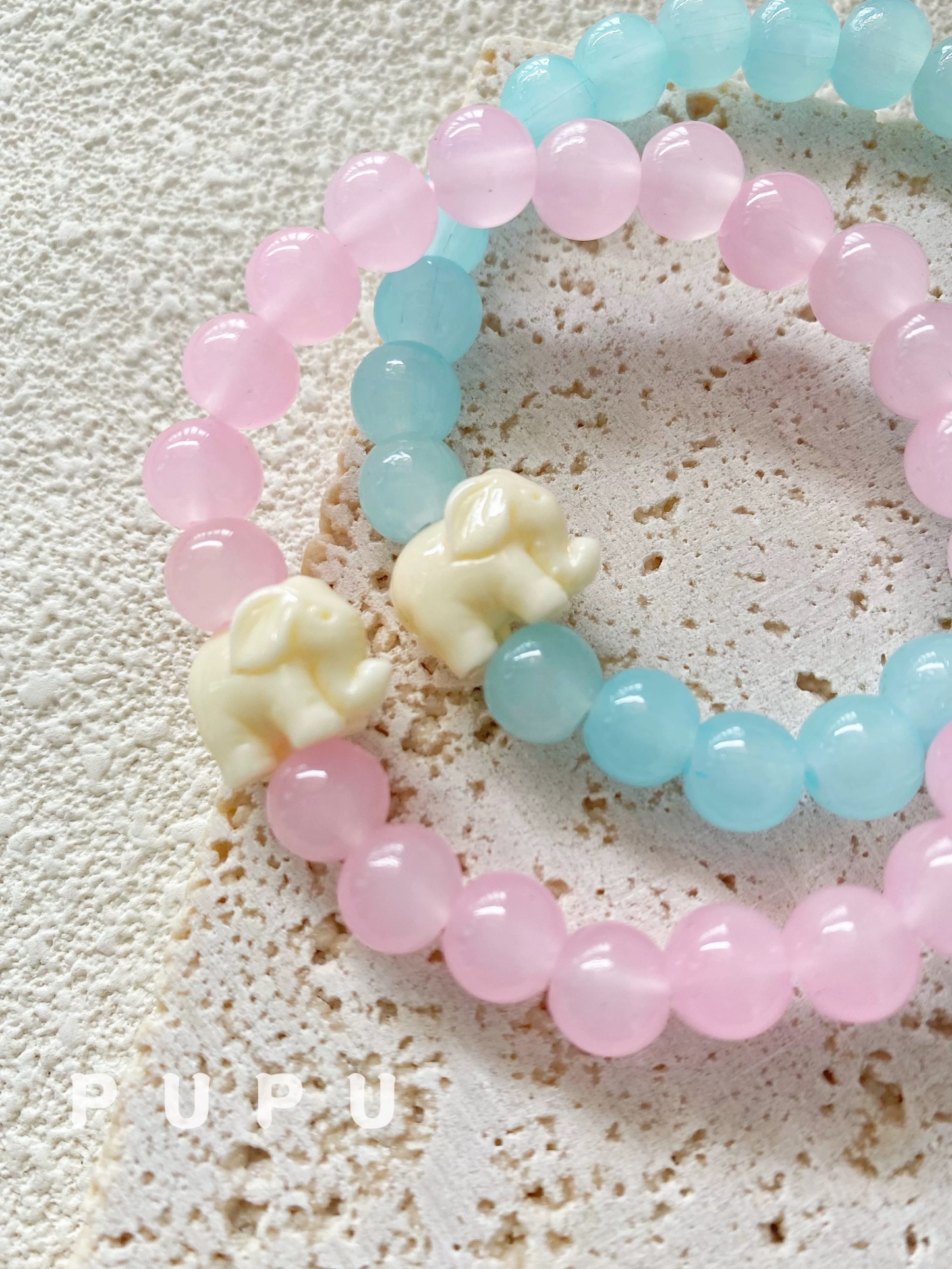 Aespa WINTER Inspired" Elephant Glass Beaded Bracelet