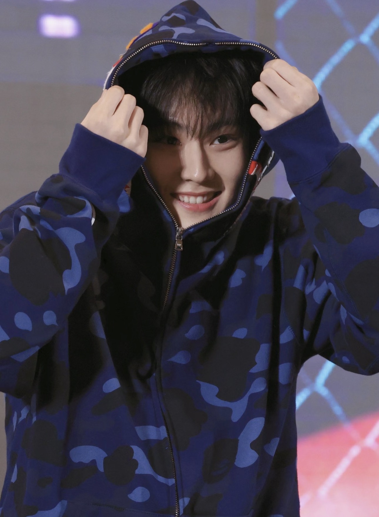 Enhypen JUNGWON Camo Bape shark Print inspired zip up oversized hoodie jacket