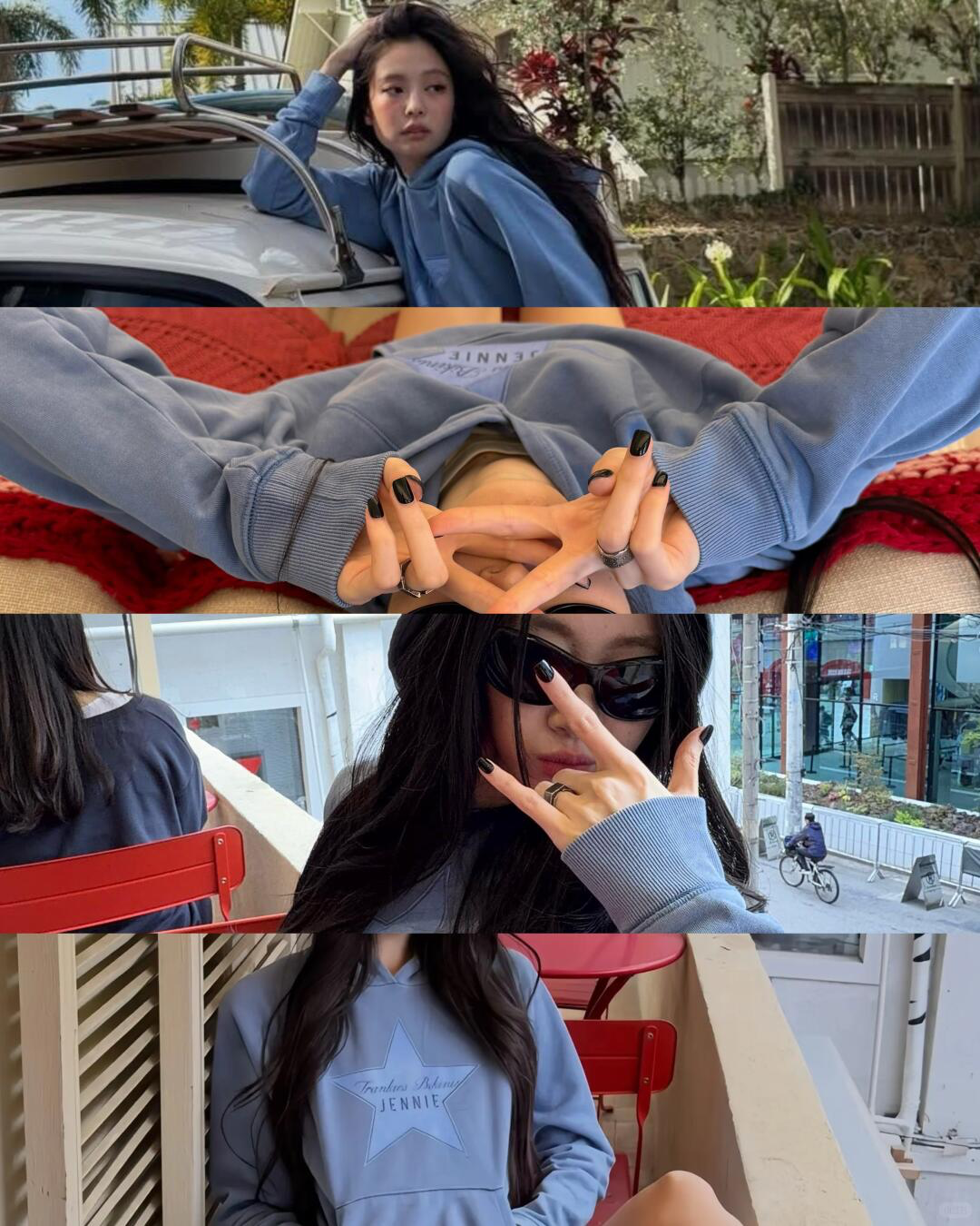 Blackpink Jennie Inspired Frankies Bikinis Star Print Cropped Hoodie