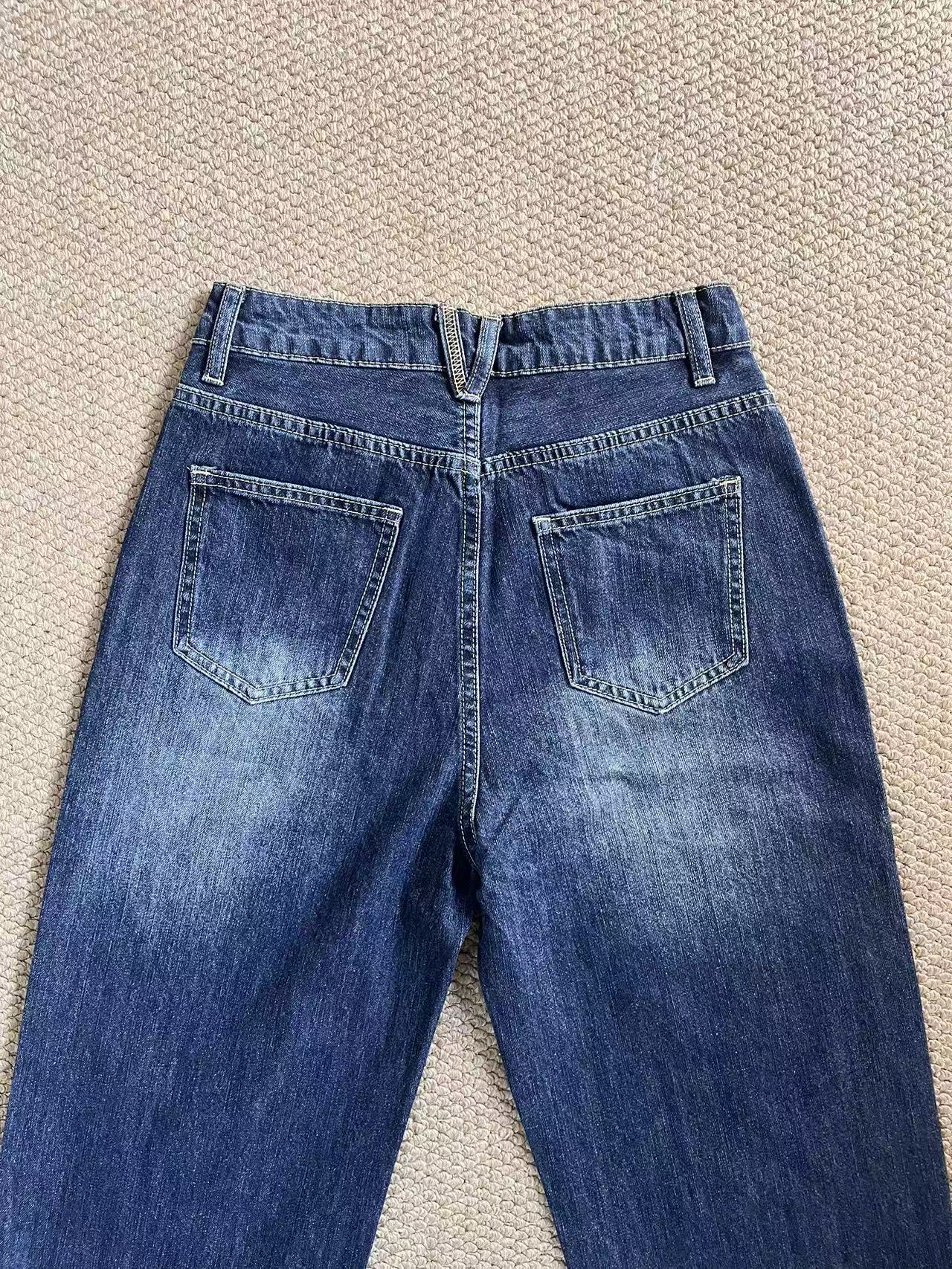 Aespa Ningning-Dark wideleg denim pants