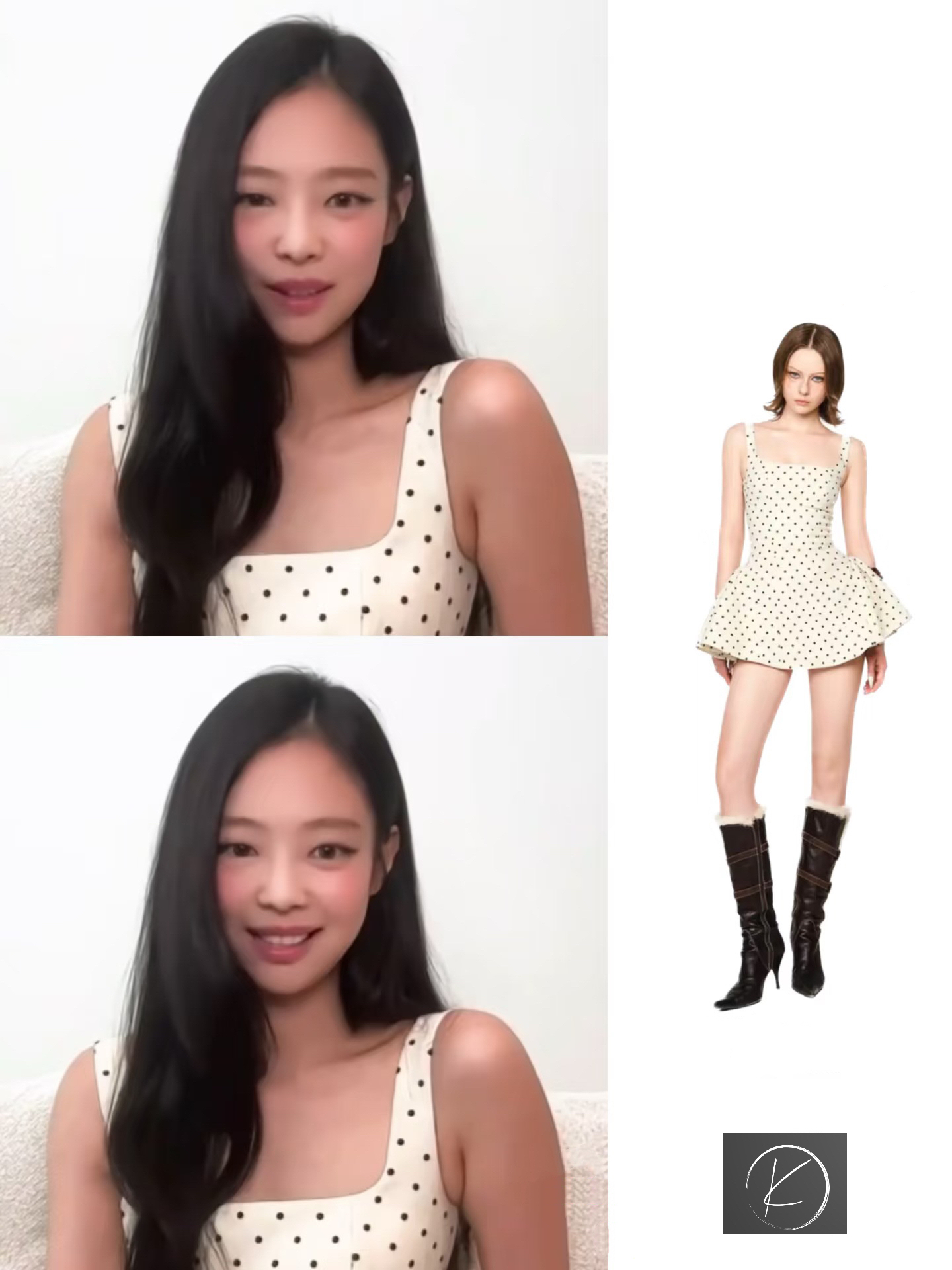 Slim fit square neck vest A swing dress-Blackpink Jennie