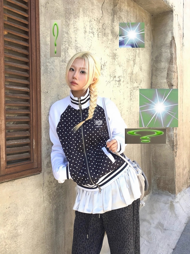 IVE Rei Inspired Polka Dot Zip-up Jacket