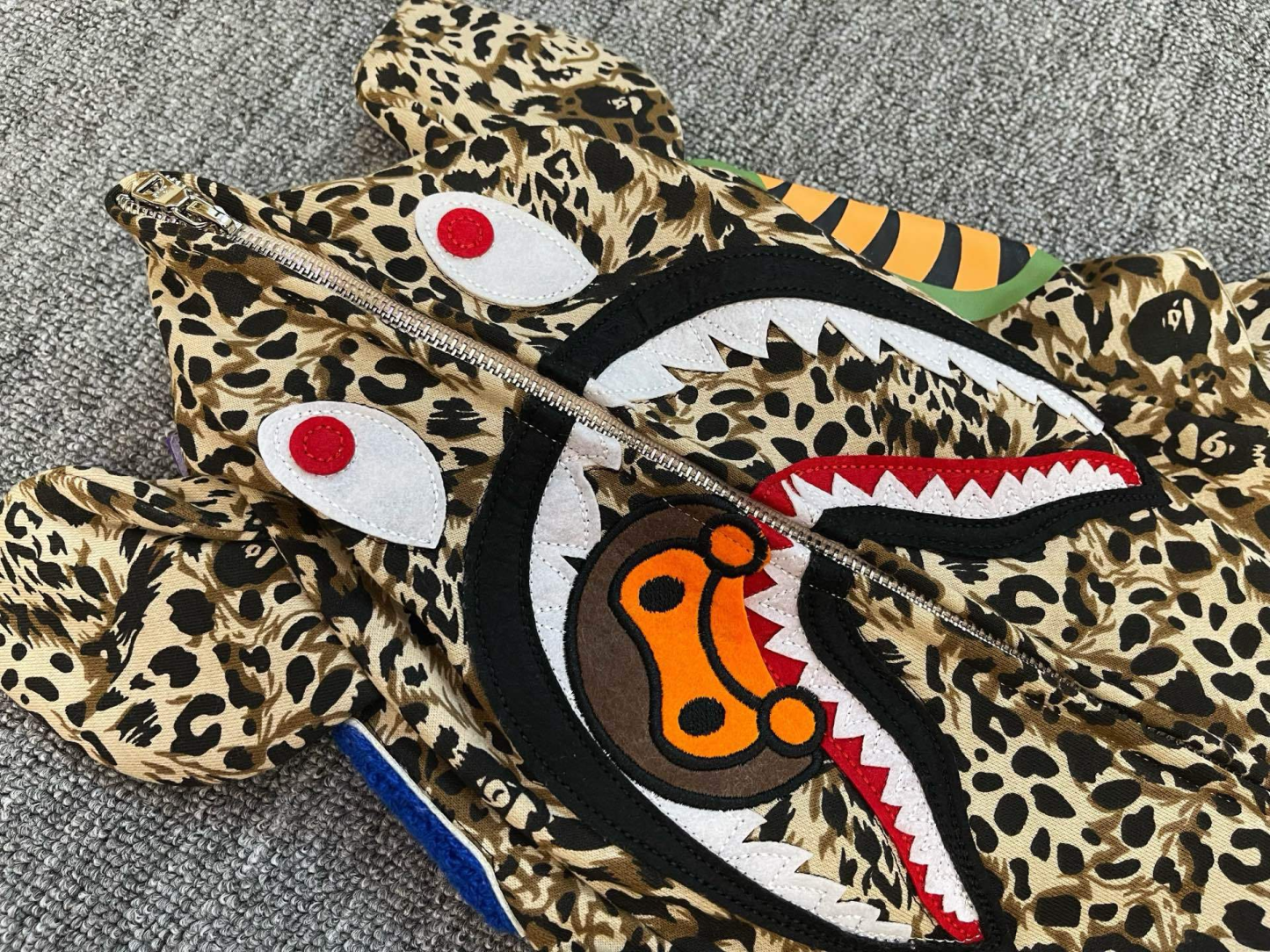 Enhypen Jungwon Inspired Wild Leopard Pattern Milo Shark Full Zip Hoodie