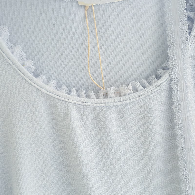 Gidle Shuhua Lace Edged Ruffled Ribbon Top