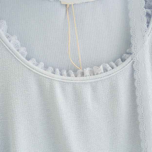 Gidle Shuhua Lace Edged Ruffled Ribbon Top