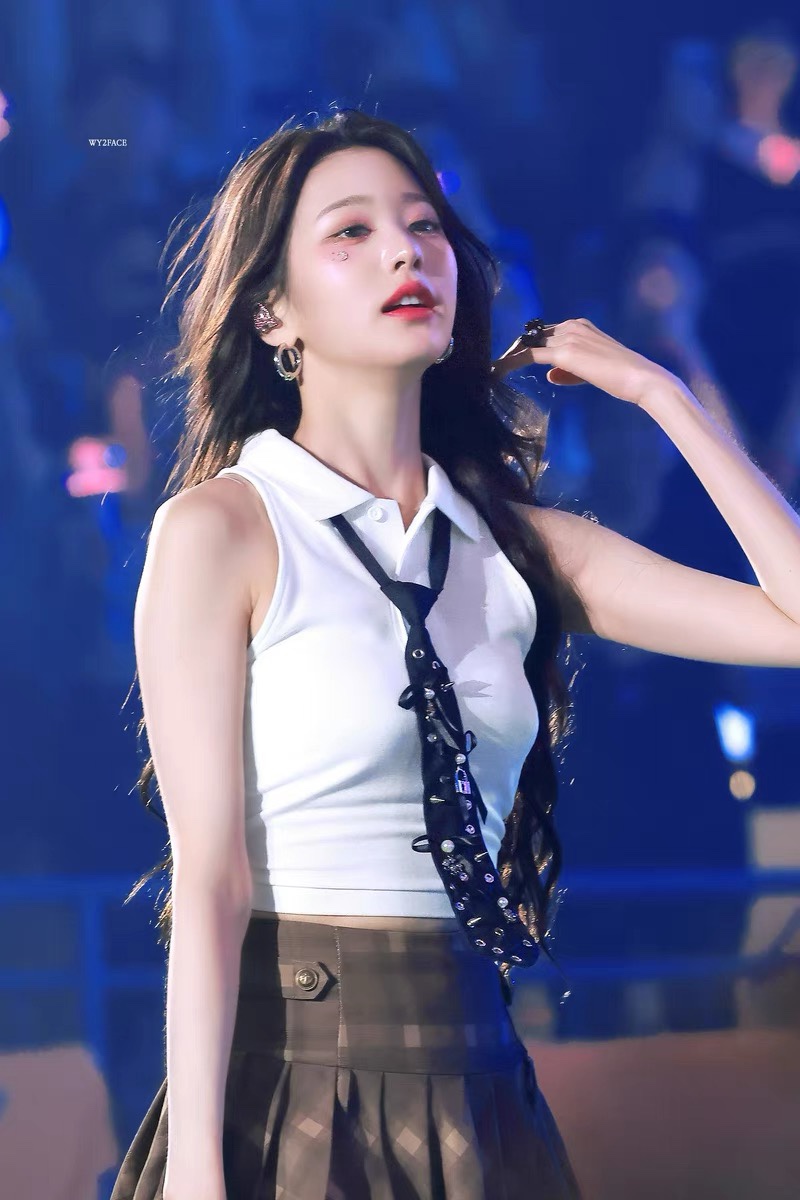 IVE Wonyoung Inspired Crop Top&Pleated Skirt Set