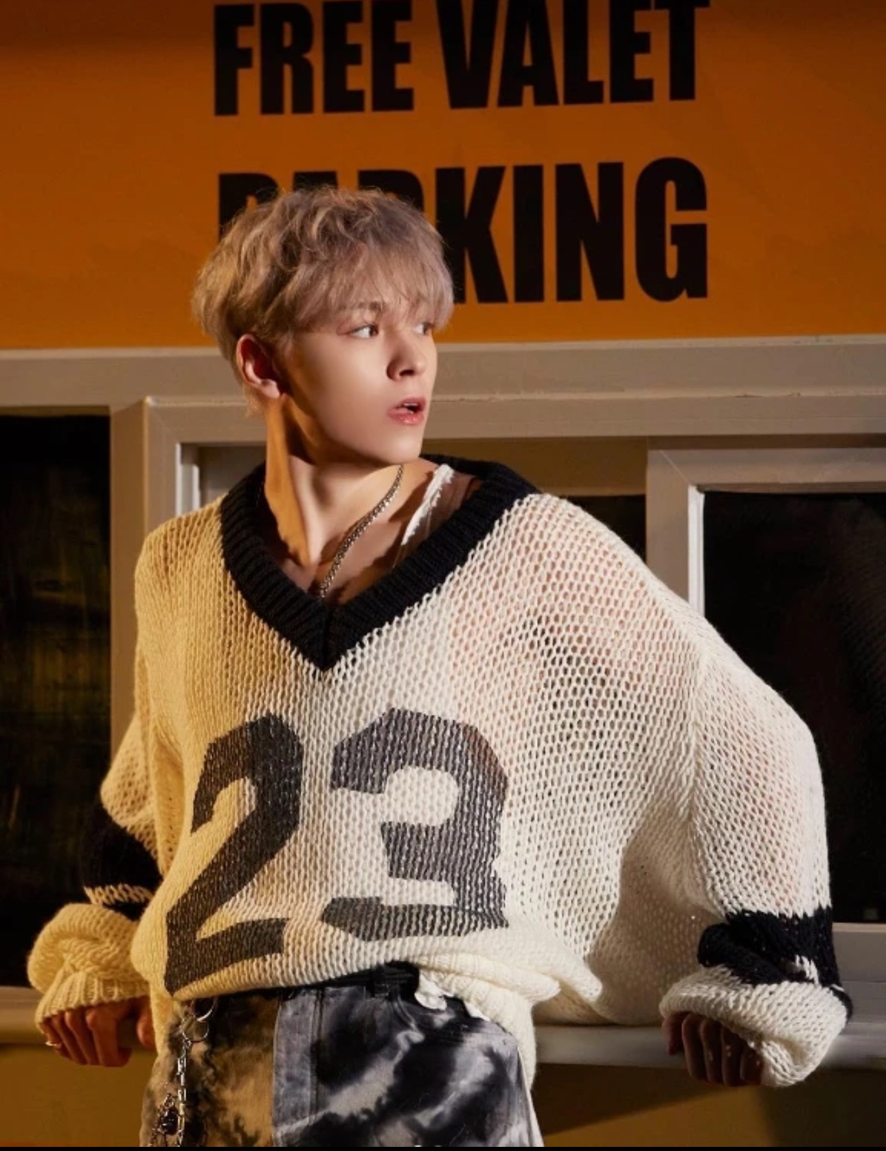 Black White See Through Knitted Sweater inspired Vernon Seventeen