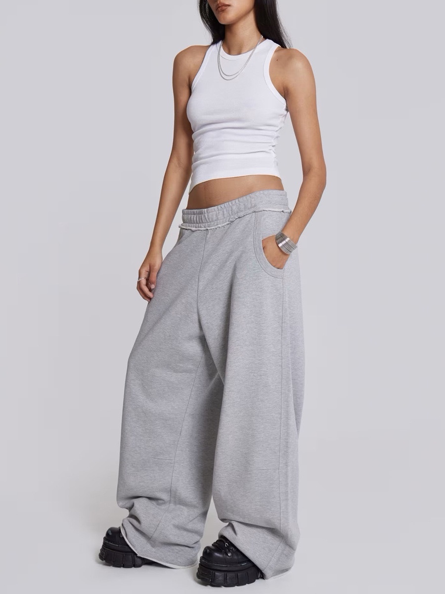 Blackpink Jennie Inspired Yellow tank & Grey Wide Leg Pants Set