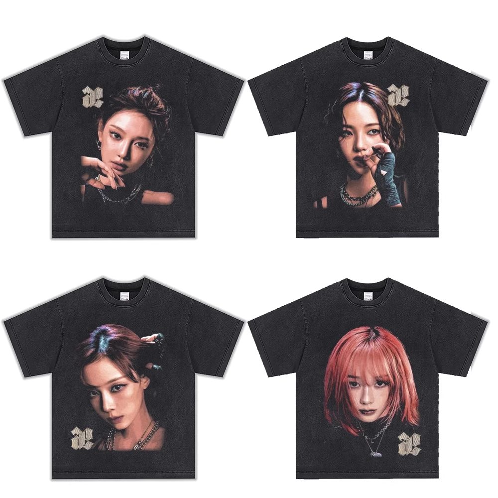 AESPA Custom Member Printed Retro Washed T-Shirt