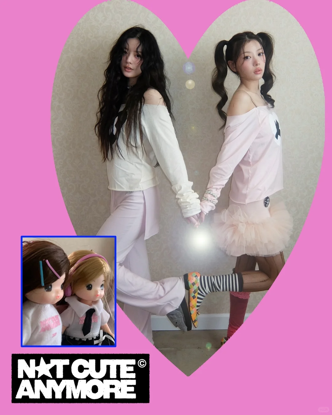 ILLIT Inspired Cross Heart Cut Off Long Sleeve