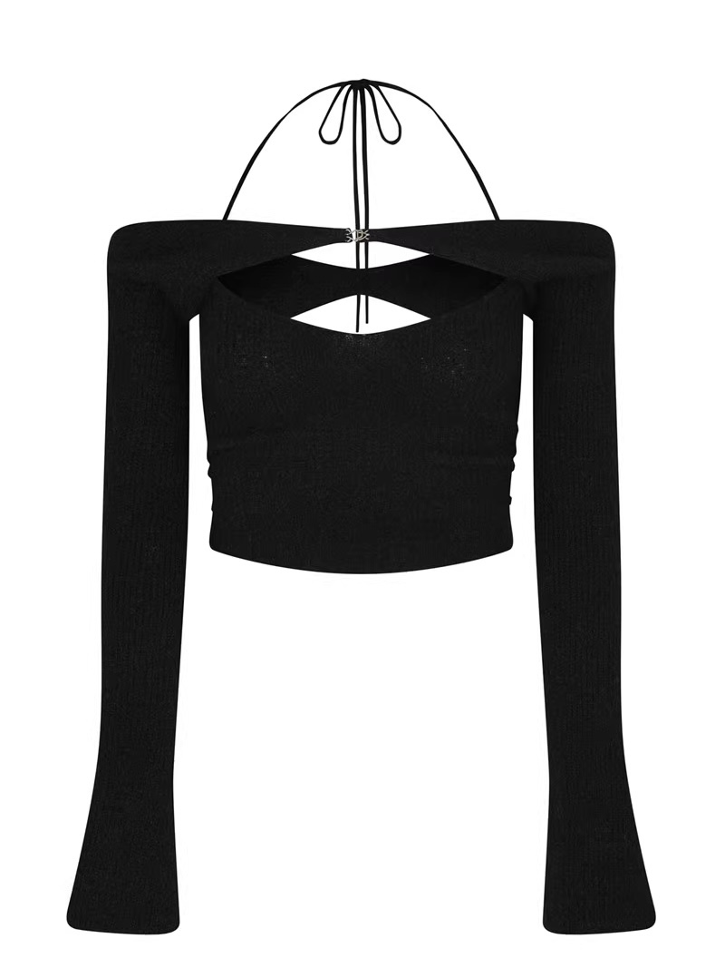 Aespa Winter Inspired Neck Halter Slim Fit Crop Top