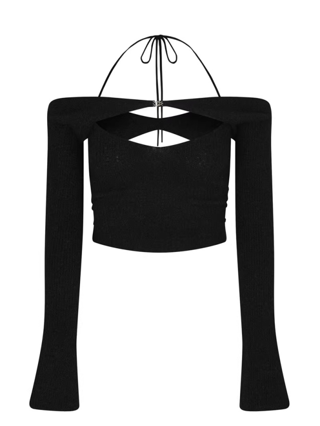 Aespa Winter Inspired Neck Halter Slim Fit Crop Top