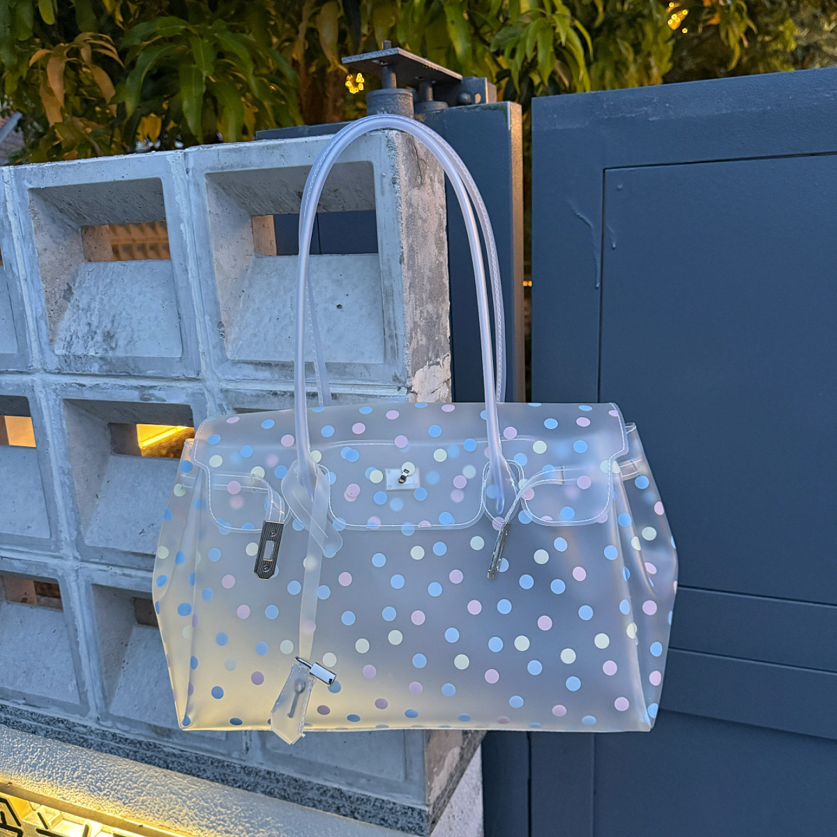 Horizontal Candy Polka Dot TPU Jelly Tote Bag jellyfirkin bag-jelly bag