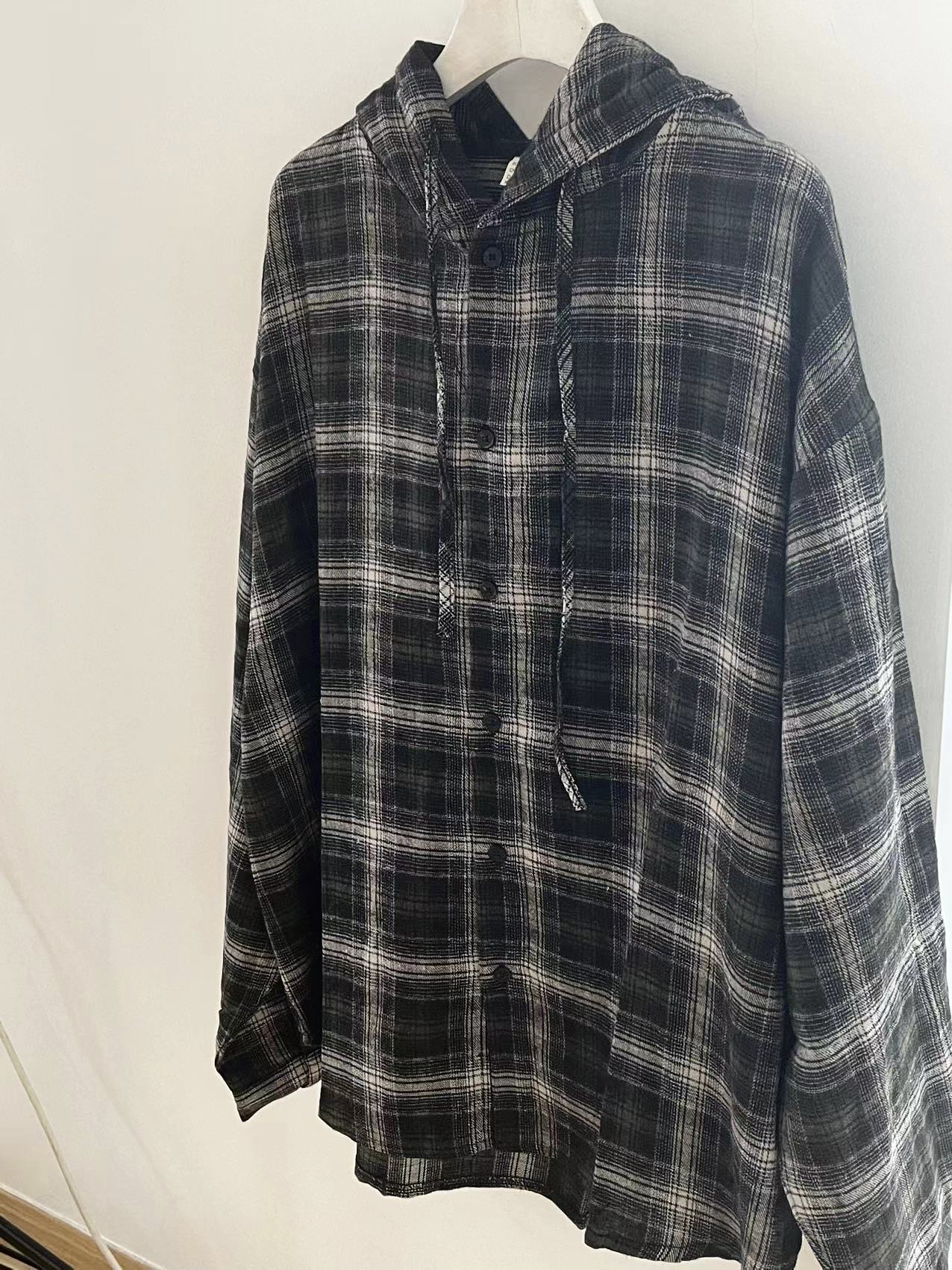 Seventeen S.coups Inspired  Plaid Hooded Shirt