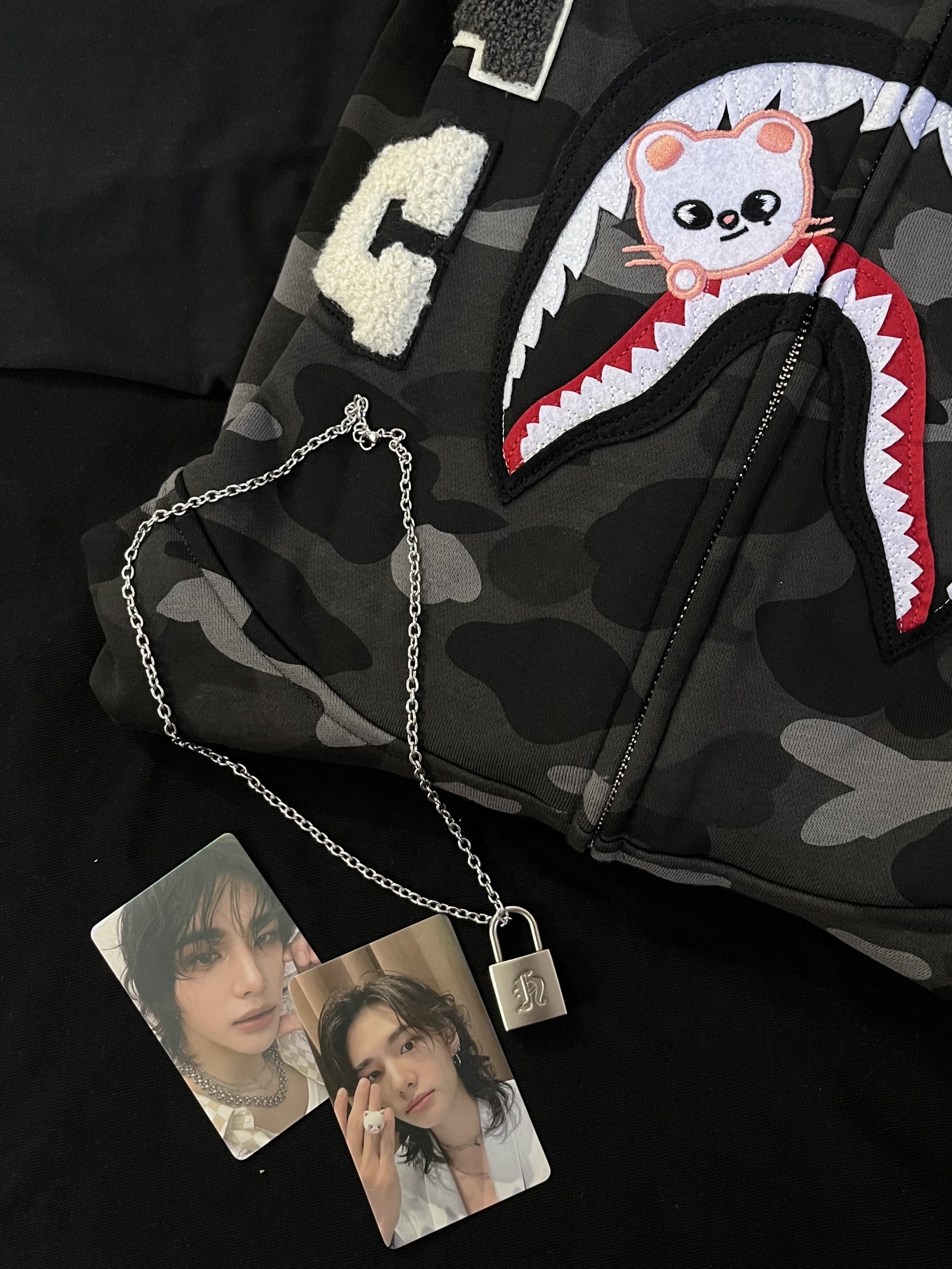 Straykids Hyunjin Inspired Initial Lock Pendant Necklace