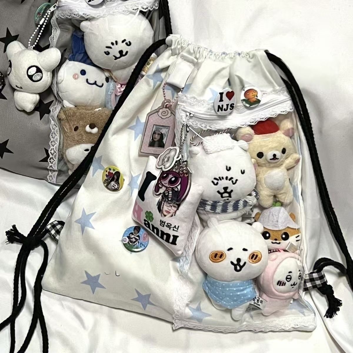 Kpop Star Patterned Decor Drawstring Bag