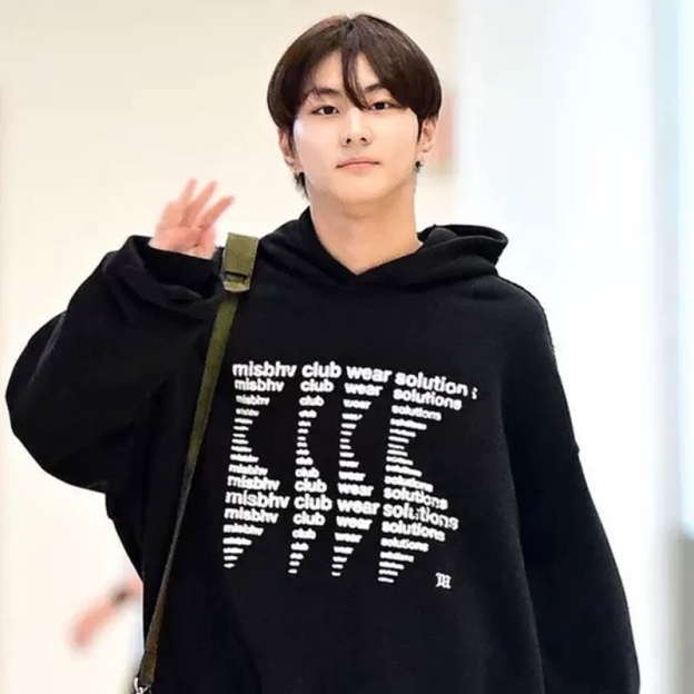 ENHYPEN Jungwon Inspired Letter Print Pullover Hoodie 