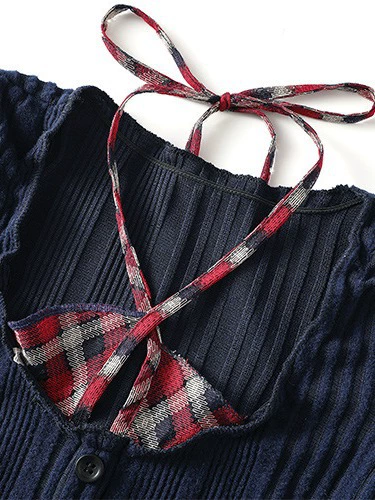 Fake two-piece tight long-sleeve top-Aespa Winter