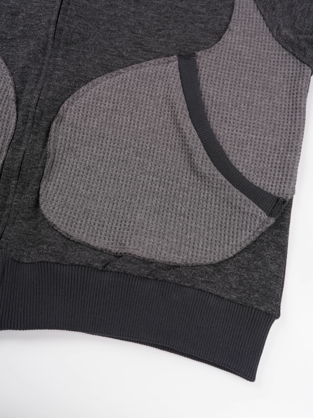 NewJeans Haerin Inspired Waffle Paneled Hooded Zip-Up Jacket