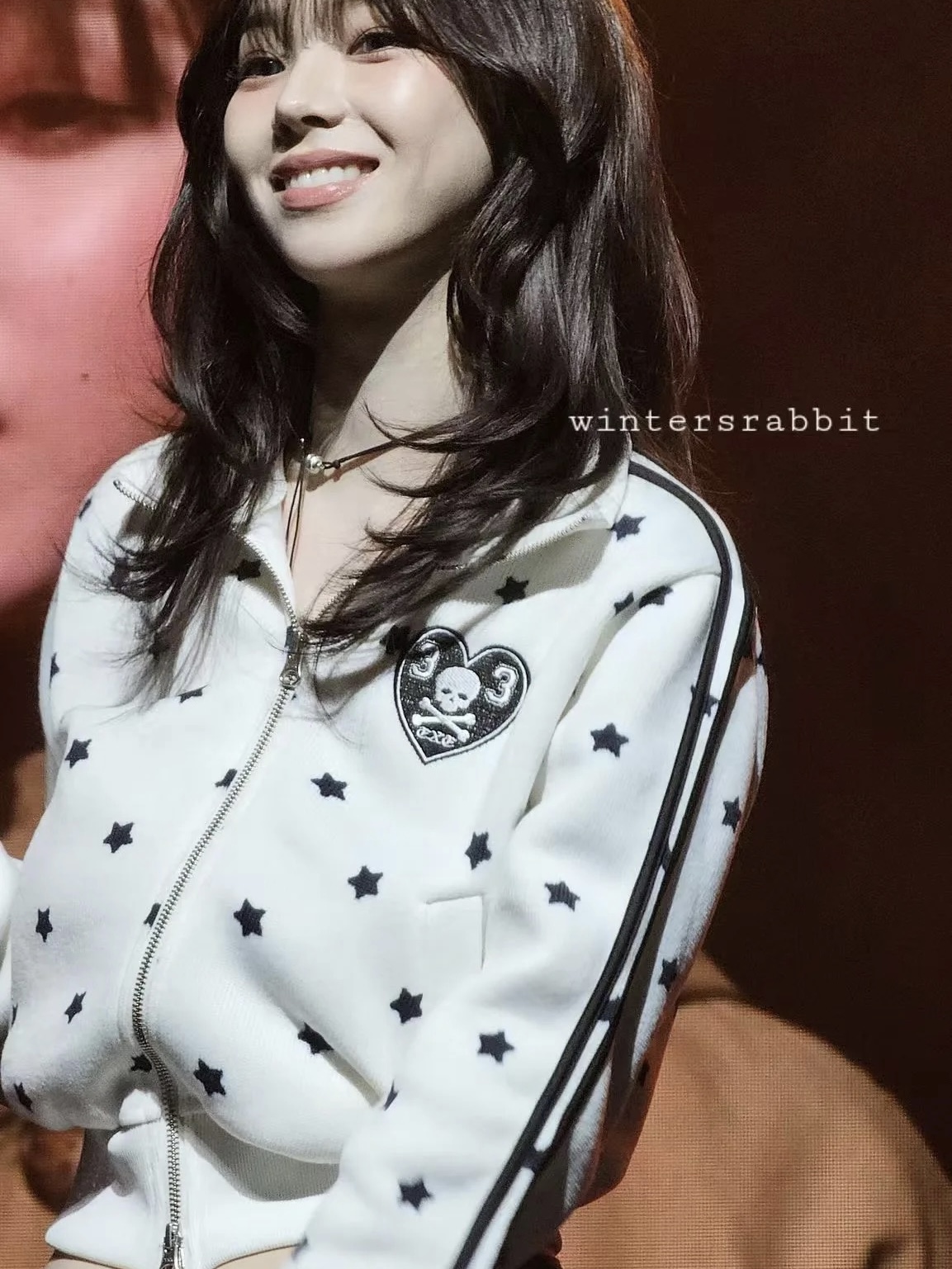 Star Print Zipper Short Jacket-Aespa Karina