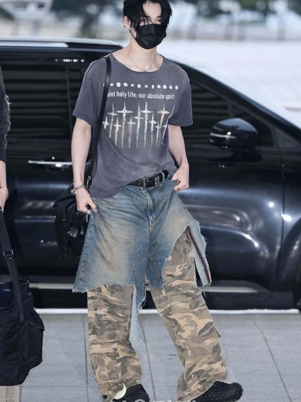 ENHYPEN Niki Inspired Patchwork Camo Cargo Pants