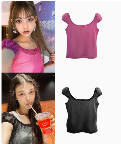 Newjeans Haerin & Danielle Inspired Mesh Short Sleeve Top - NJZ