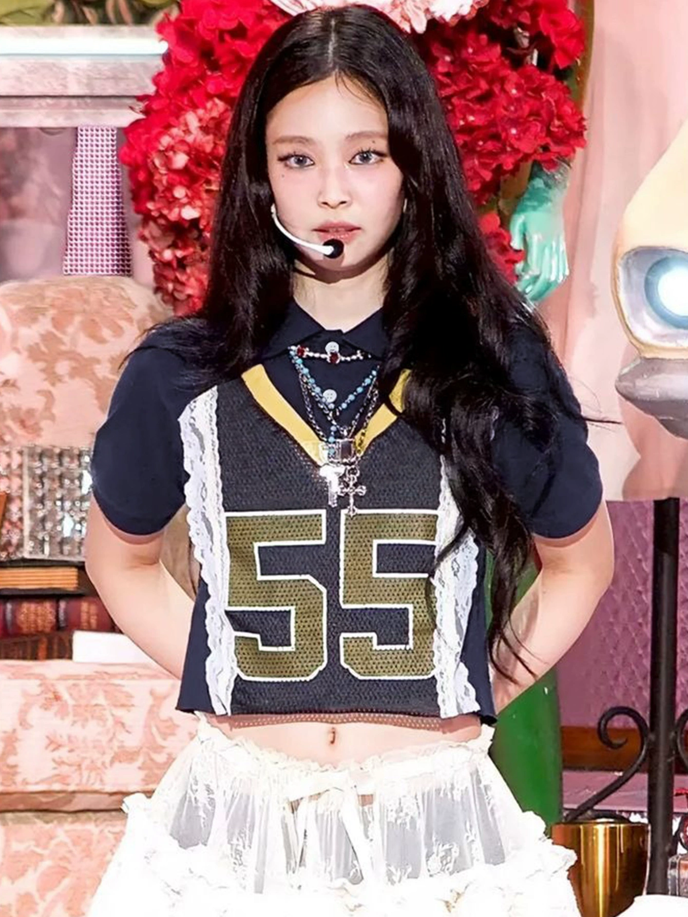 Patchwork Printed Short Sleeve T-Shirt-Blackpink Jennie