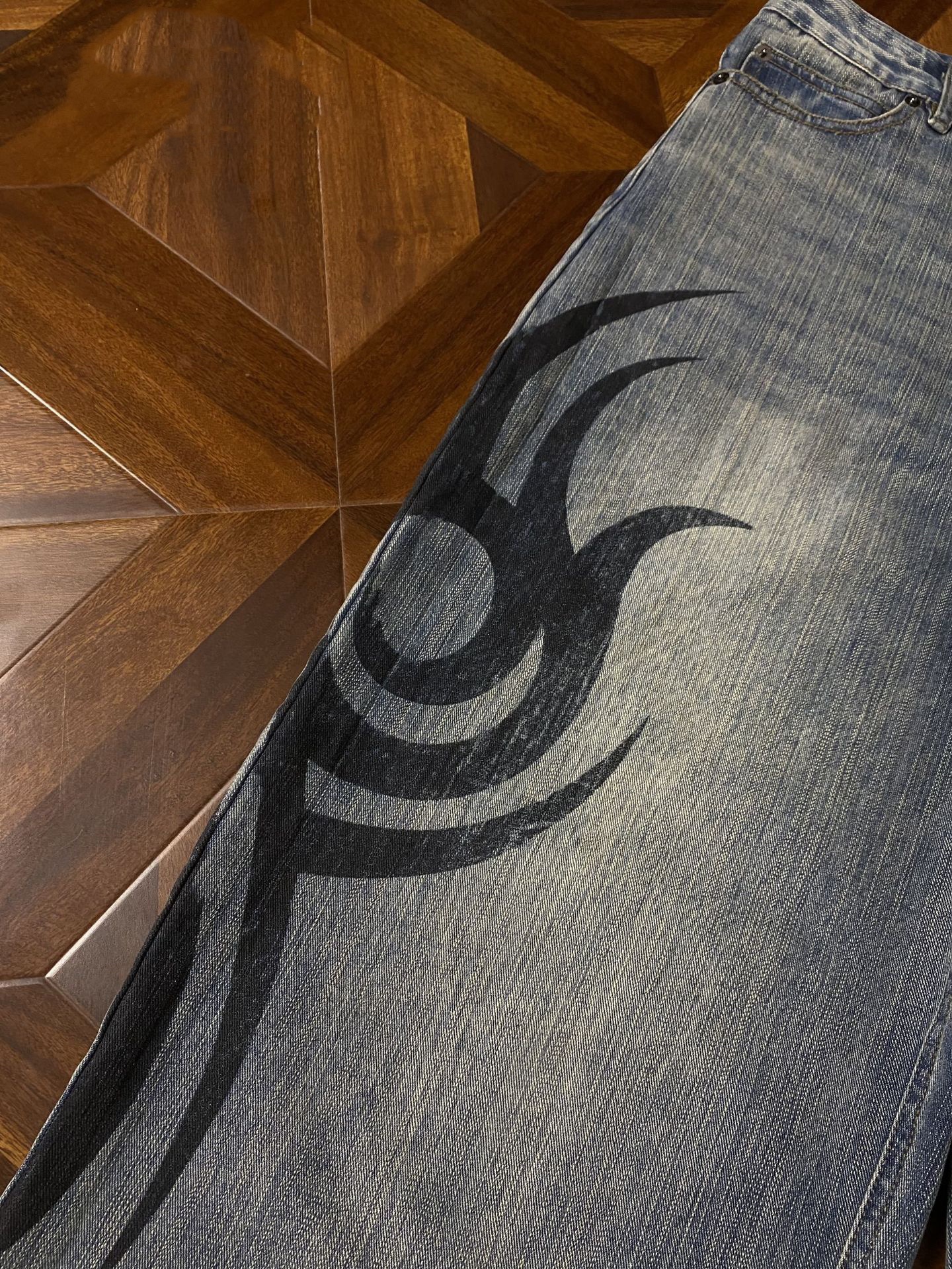 TXT Yeonjun Inspired Flame Print Wide Leg Pants