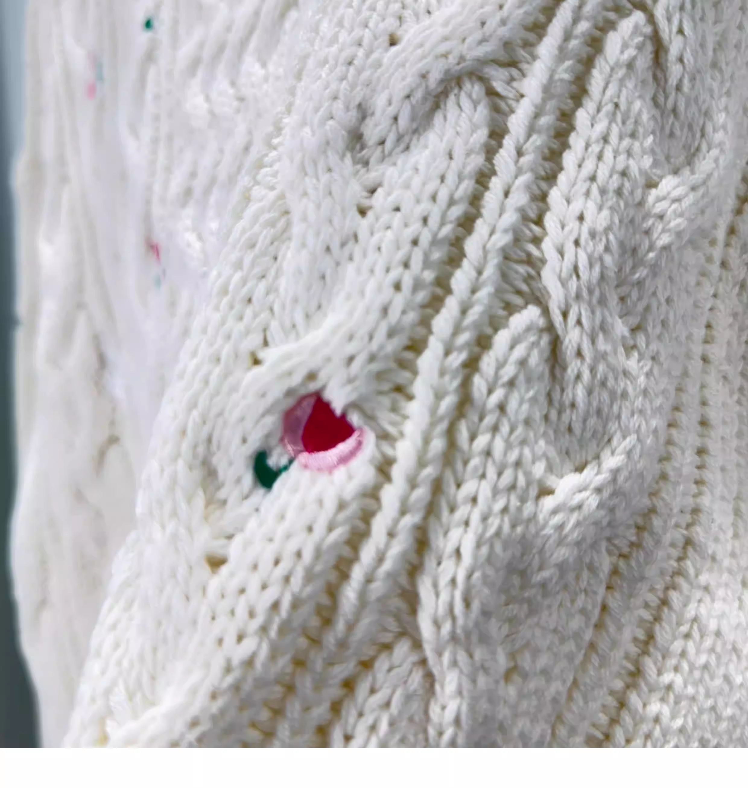 Seventeen Mingyu Inspired Floral Embroidery Cable Knit Sweater