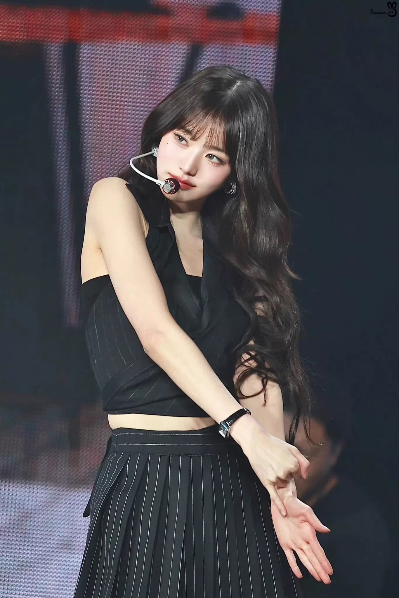 IVE Wonyoung-Striped Vest Skirt Suit Set