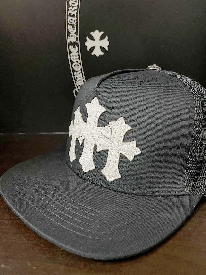 Ateez Wooyoung Inspired Chrome Hearts Style Triple Cross Trucker Cap Hat