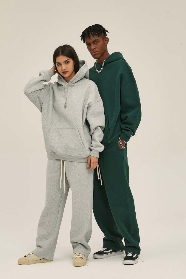 Gray&Green-Oversized hoodie sets