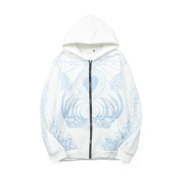 Aespaa Giselle Inspired Heart Devil Graffiti Printed Zip Up Hoodie