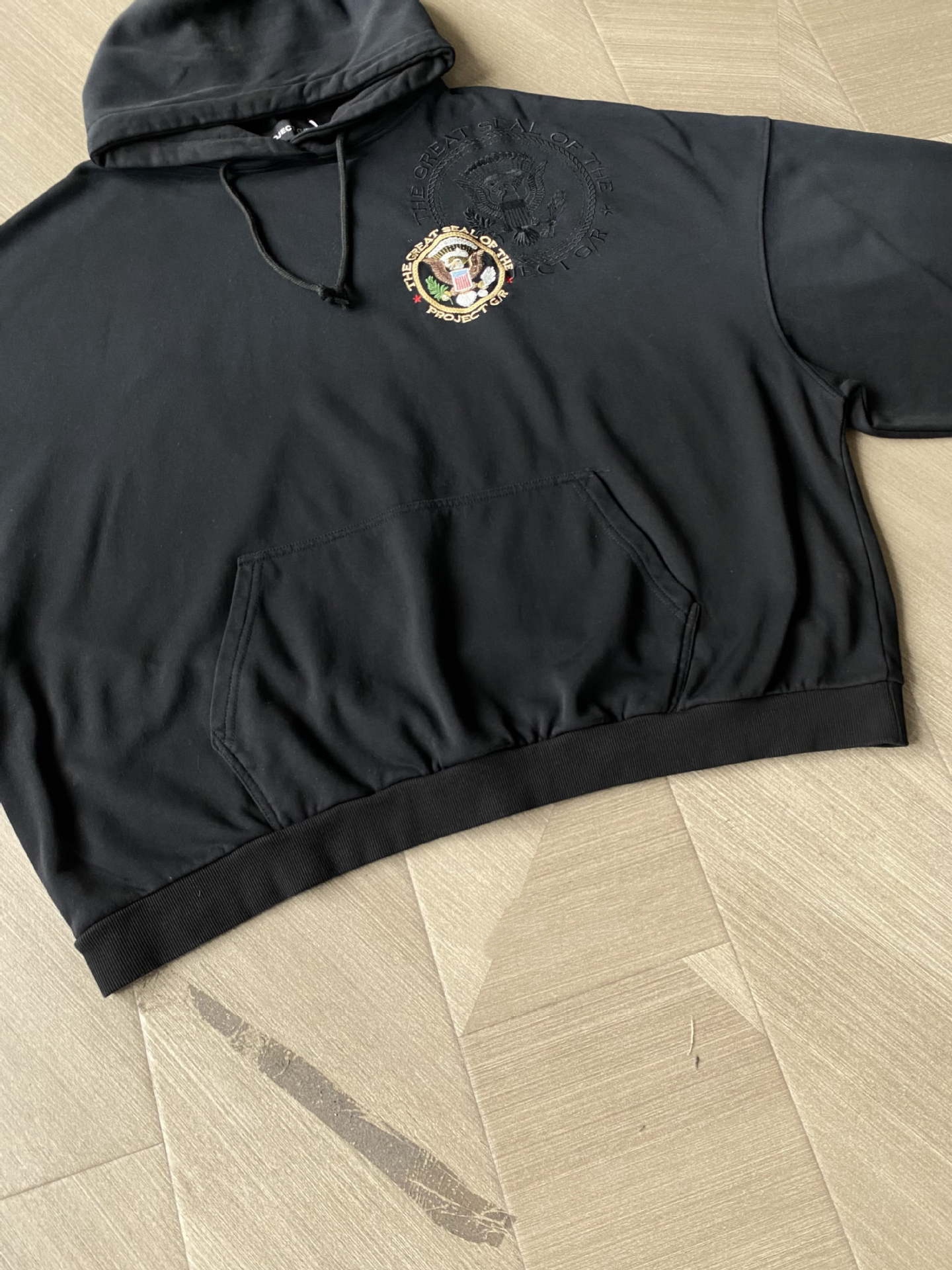 ENHYPEN Sunghoon Inspired Vintage Washed Badge Black Hoodie