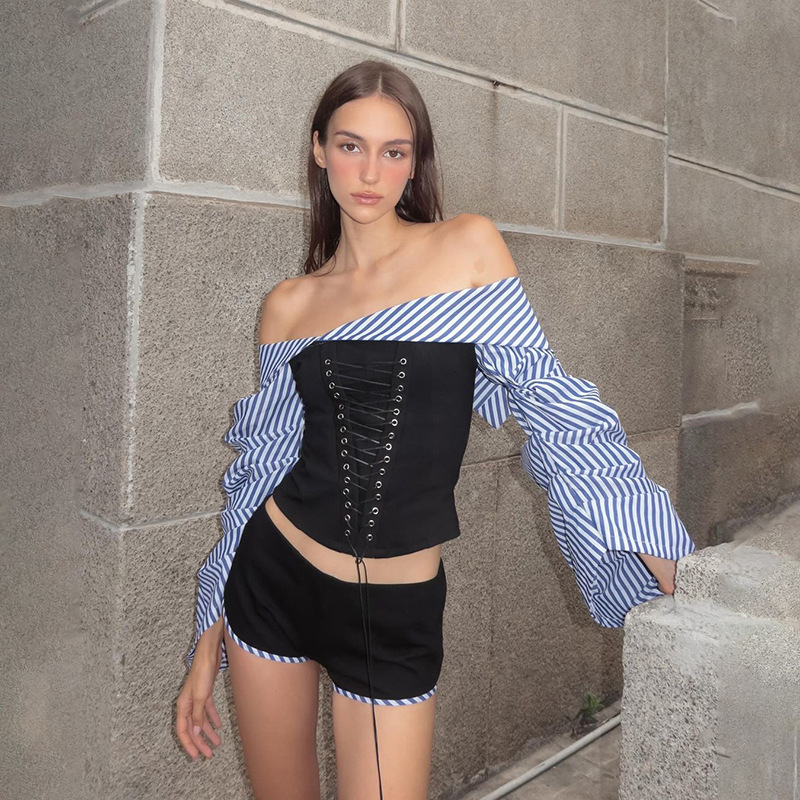 Strap One-shoulder Top Short Set for STAY | Stray Kids Concert Outfit