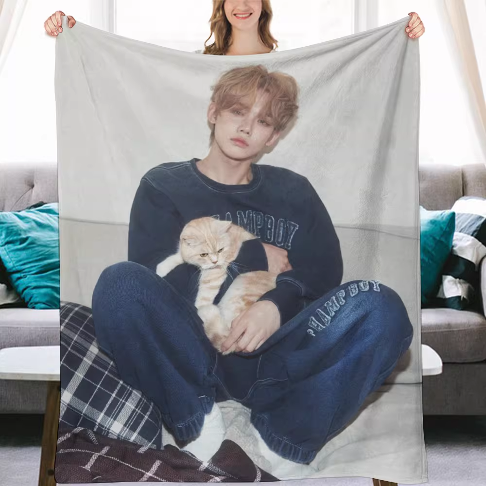 TXT Yeonjun Leeknow Fanmade Flanne Blanket - Kpop Concert Fan Blanket-Straykids