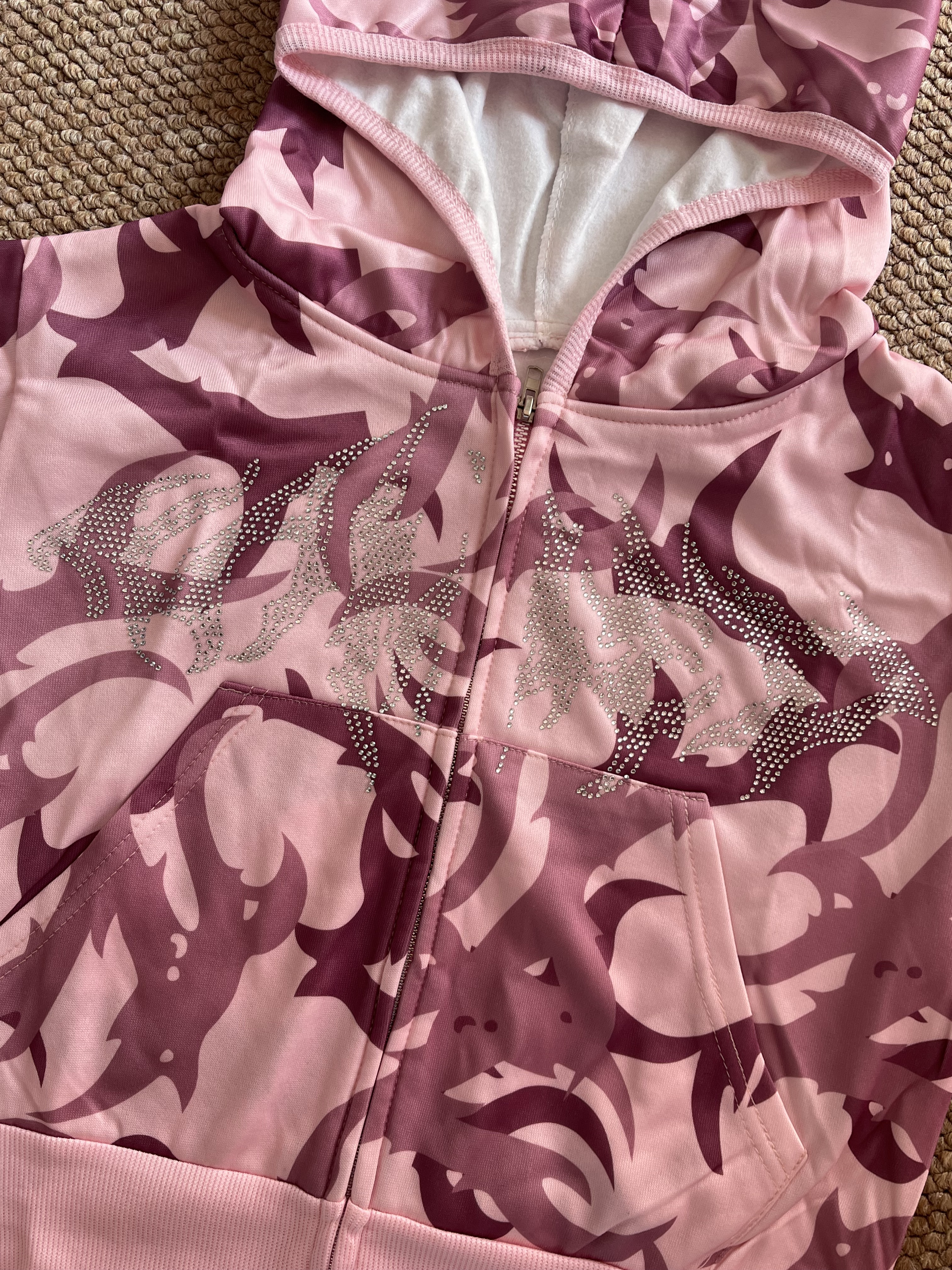 TWICE -Pink Camo Rhinestone inspired Hoodie Set