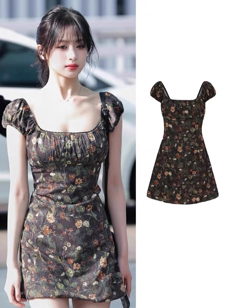 Babymonster Ahyeon Inspired Vintage Floral Dress